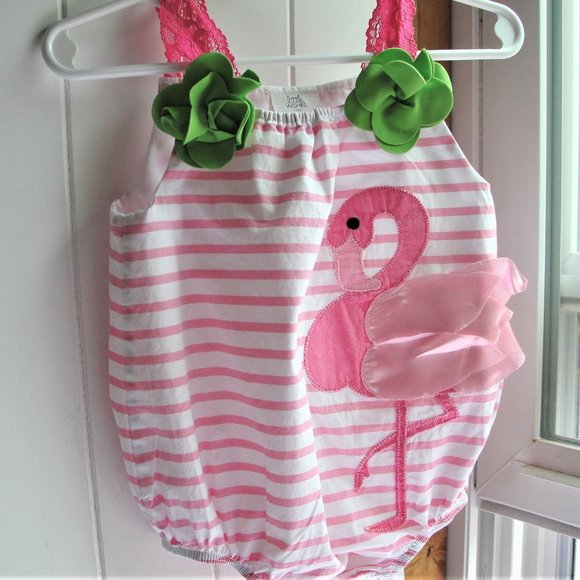 Little Wishes Other - 3 for $18.. Flamingo Baby Bubble Stripes